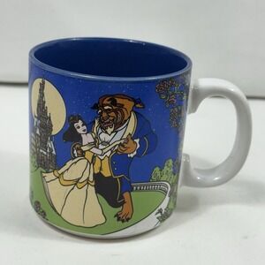 Vintage Disney's Beauty and the Beast Coffee Mug Cup Walt Disney Company Blue‎
